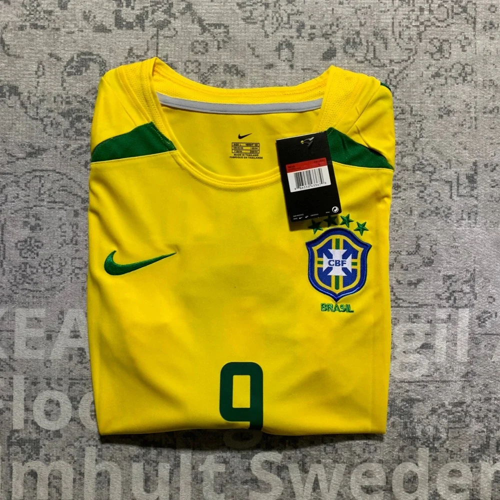 Nike Brazil Ronaldo 9 Soccer Jersey Mens Large Yellow 2002 World Cup NWT